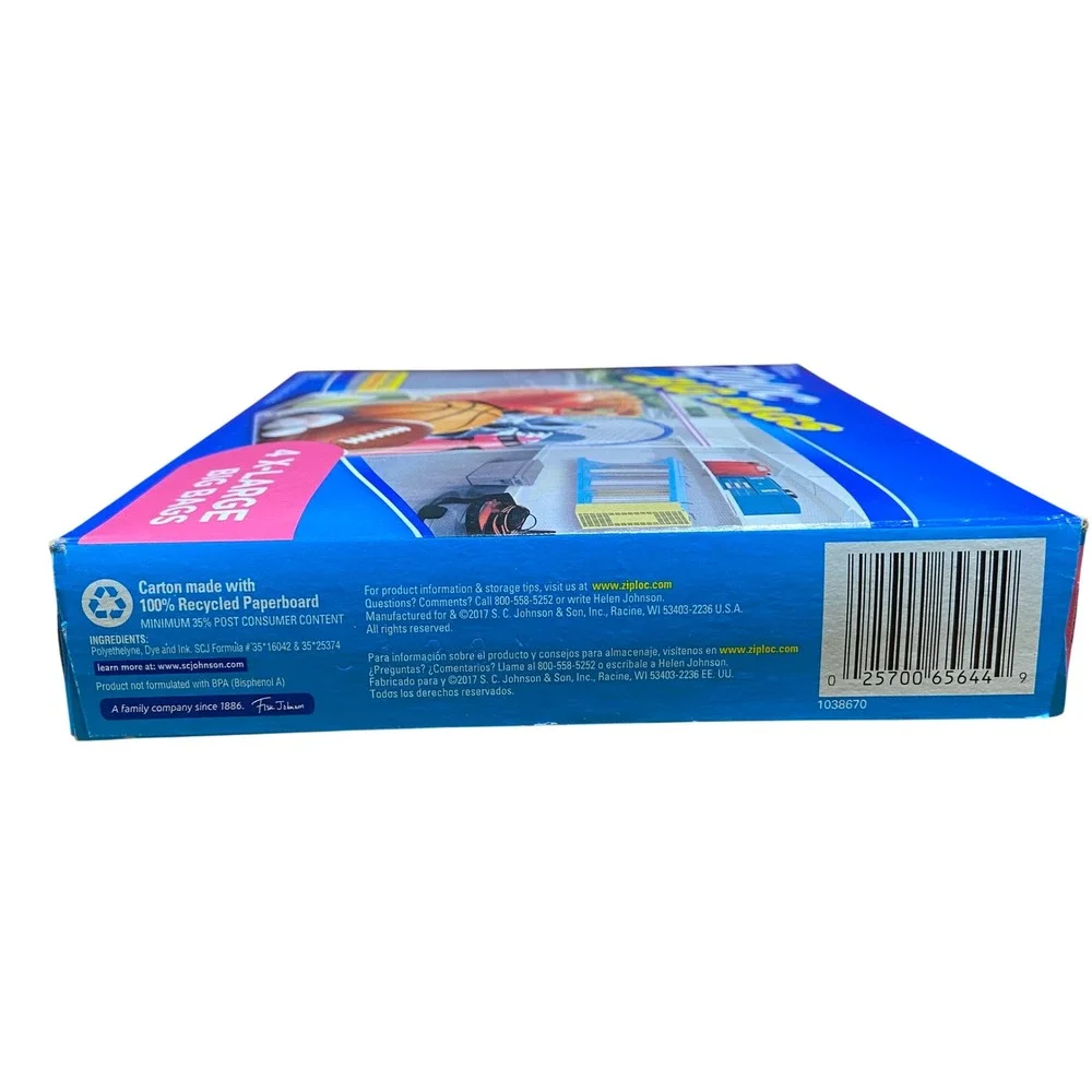 Ziploc Big Bags X-Large 10 Gallon 4‎ Count Stand and Fill Storage Bags 65644 NEW